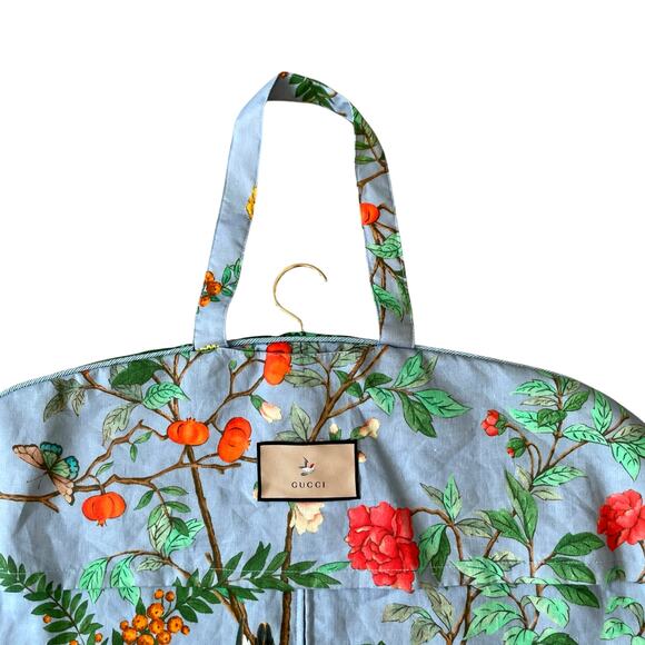 Authentic Gucci Tian Print Travel Garment Bag Blue Luxury Travel Accessory NEW - Picture 6 of 16